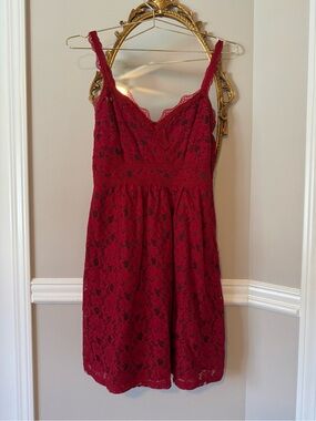 ROMY Red Lace A-Line Strap Dress